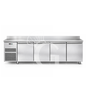 Mesa refrigerada 4 puertas, peto, prof.  700 mm 0°C/+10°C, motor a la izquierda, clase energética D