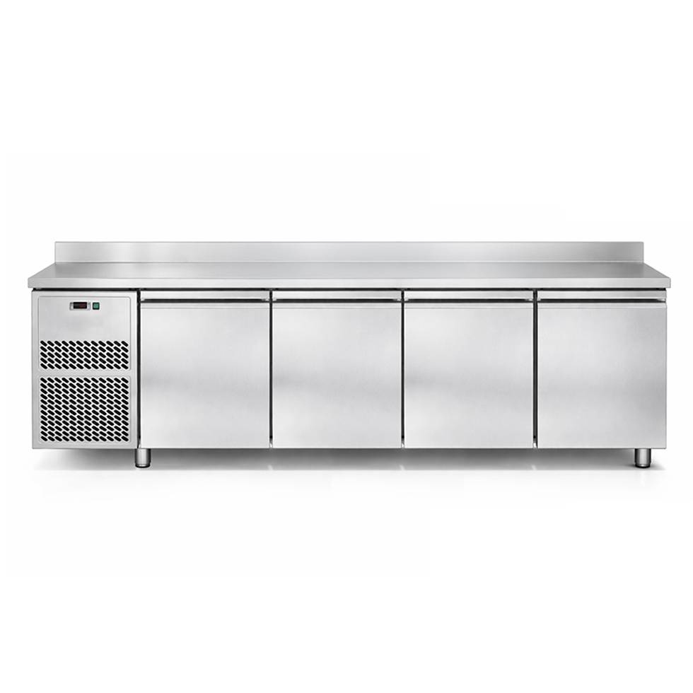 Mesa refrigerada 4 puertas, peto, prof.  700 mm 0°C/+10°C, motor a la izquierda, clase energética D