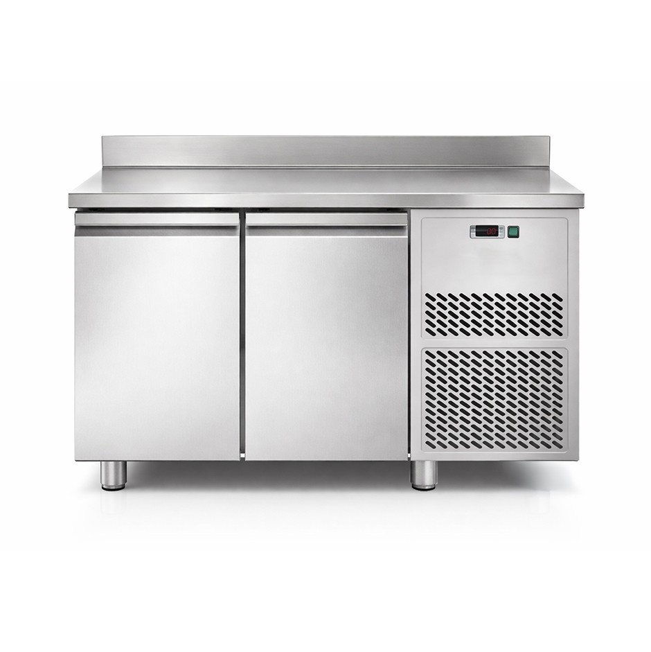 Mesa refrigerada con 2 puertas, peto, profundidad 600 mm y temperatura -18°C/ -22°C, con motor a distancia