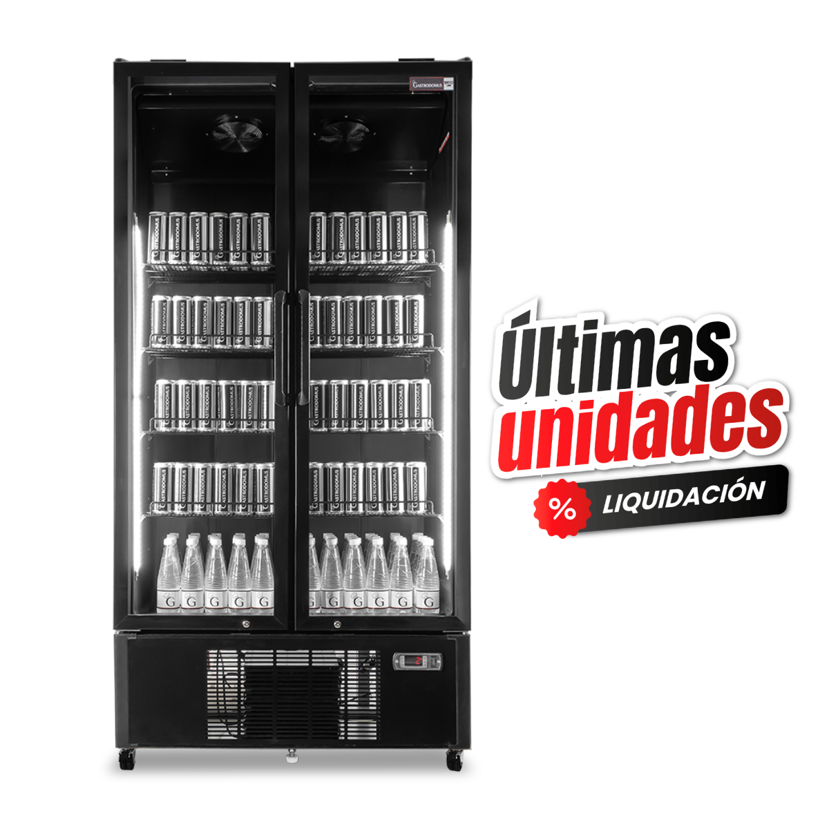 Frigo bebidas ventilado 2 puertas 1021 LT 2°C/+8°C color negro
