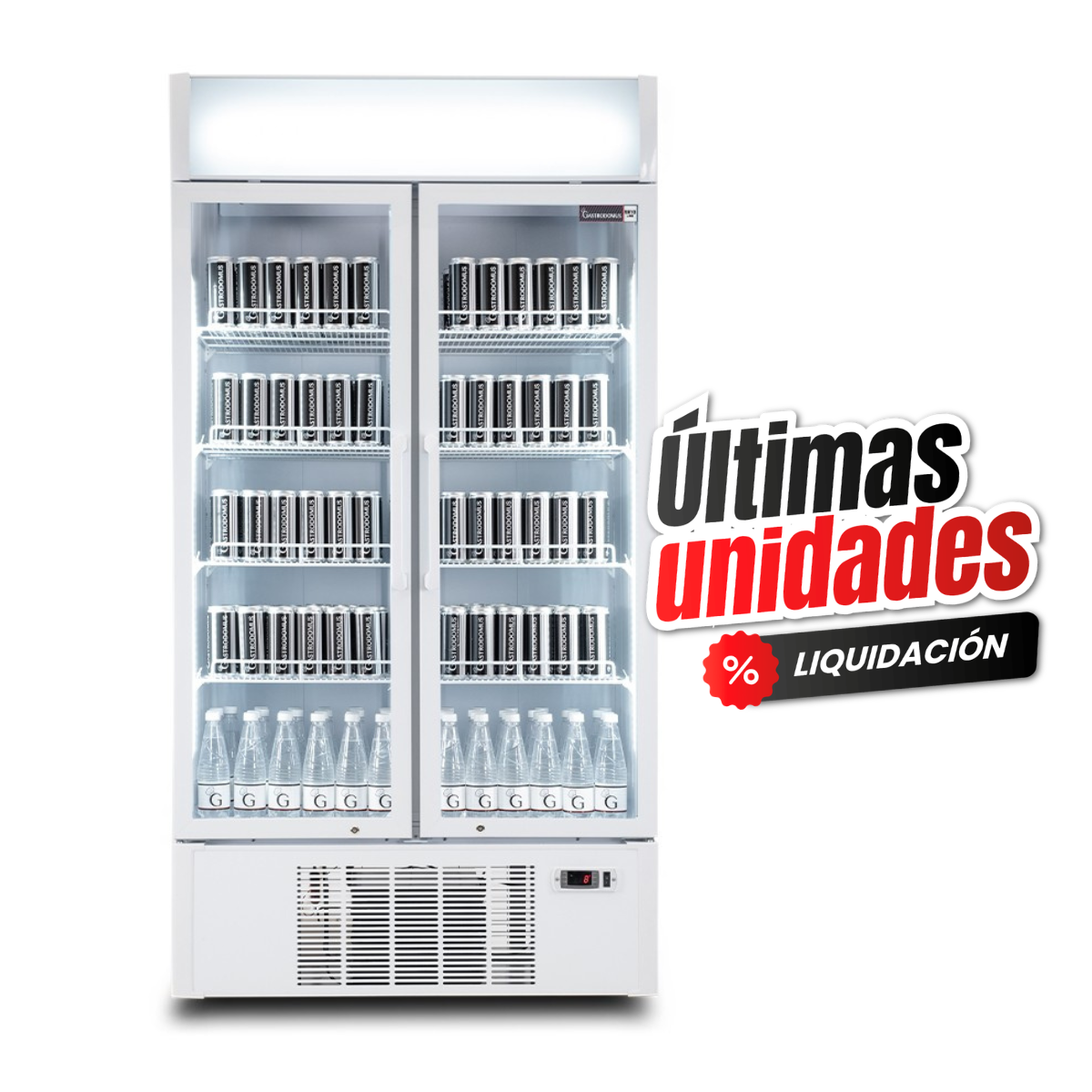 Frigo bebidas ventilado 2 puertas con luminoso 1001 LT 2°C/+8°C color blanco
