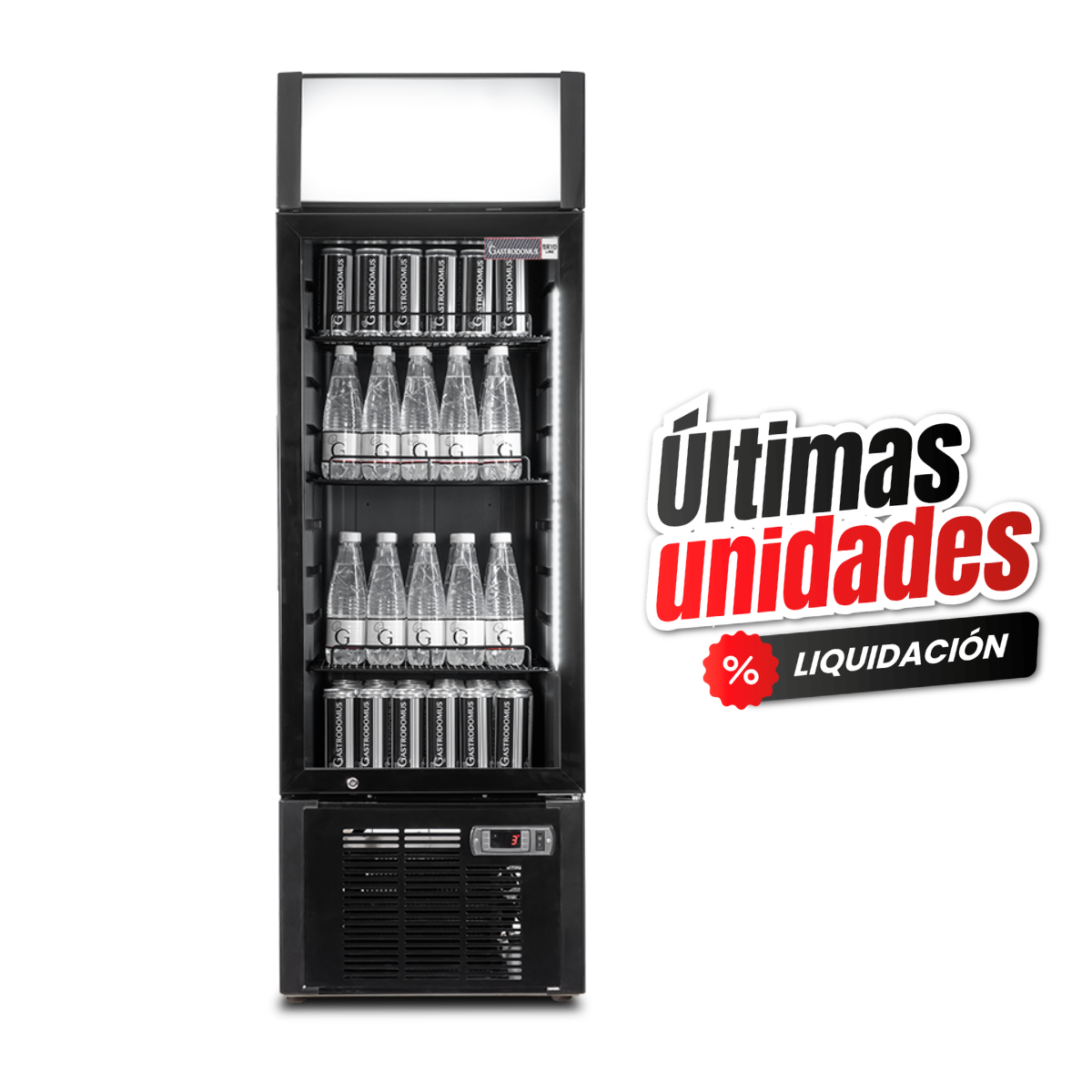 Frigo bebidas ventilado 1 puerta con dosel iluminado 181 Lit 2ºC/+8ºC color negro