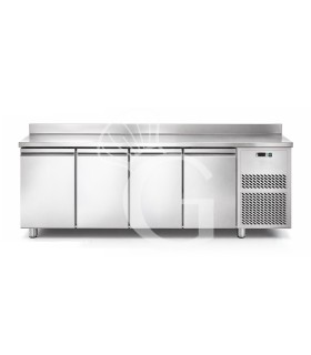 Mesa refrigerada 4 puertas con peto trasero Prof. 800 mm 0°C / +10°C con motor remoto