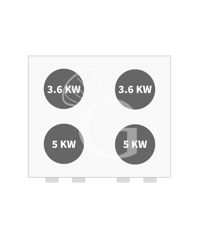 Cocina de gas profesional 4 fuegos, horno eléctrico de convección profundidad 650 mm