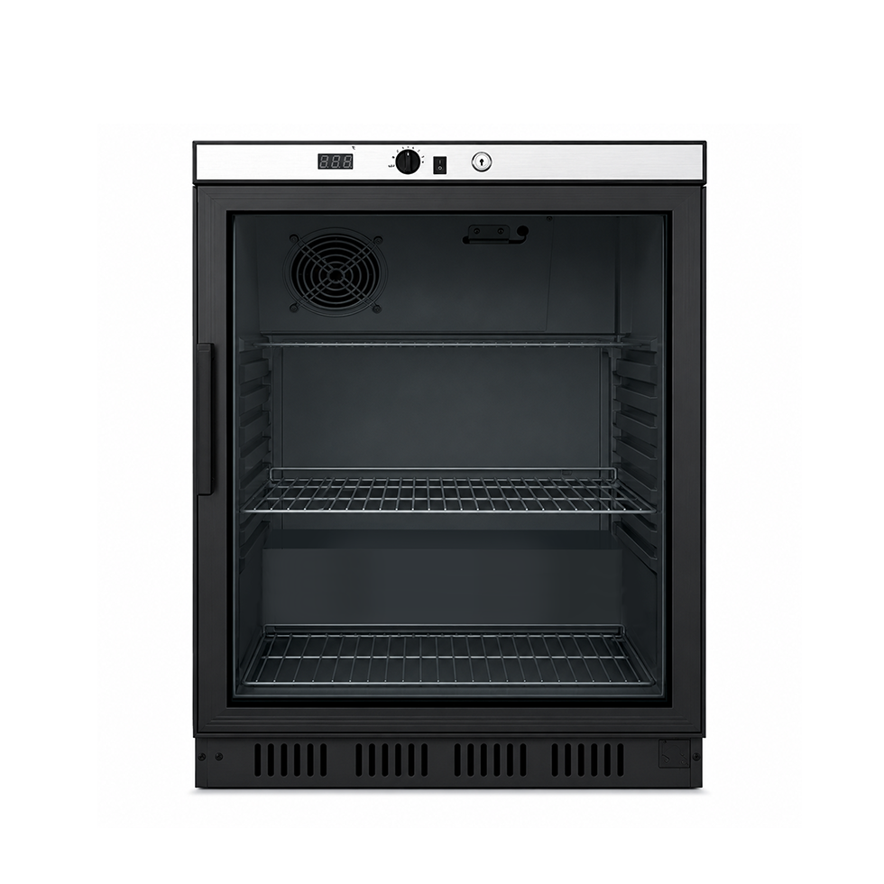 Armario refrigerado estático – puerta de vidrio – temperatura +2 °C/+8 °C – capacidad 130 L – color negro