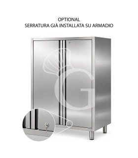 Cerradura de doble llave ya instalada para armarios de acero inoxidable