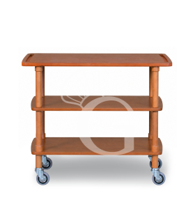 Carrito de servicio de madera con 3 estantes - L 1100 × P 400 × H 890 mm