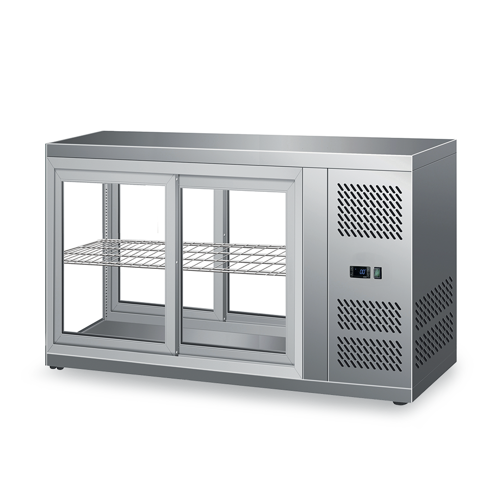 Vitrina refrigerada ventilada acero inoxidable puertas correderas 150 LT +2°C/+8°C L 1110 mm x P 510 mm x A 550 mm