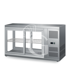 Vitrina refrigerada ventilada acero inoxidable puertas correderas 190 LT +2°C/+8°C L 1310 mm x P 510 mm x A 550 mm