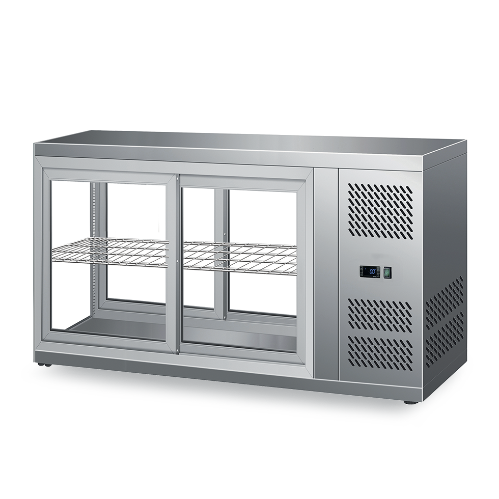 Vitrina refrigerada ventilada acero inoxidable puertas correderas 190 LT +2°C/+8°C L 1310 mm x P 510 mm x A 550 mm
