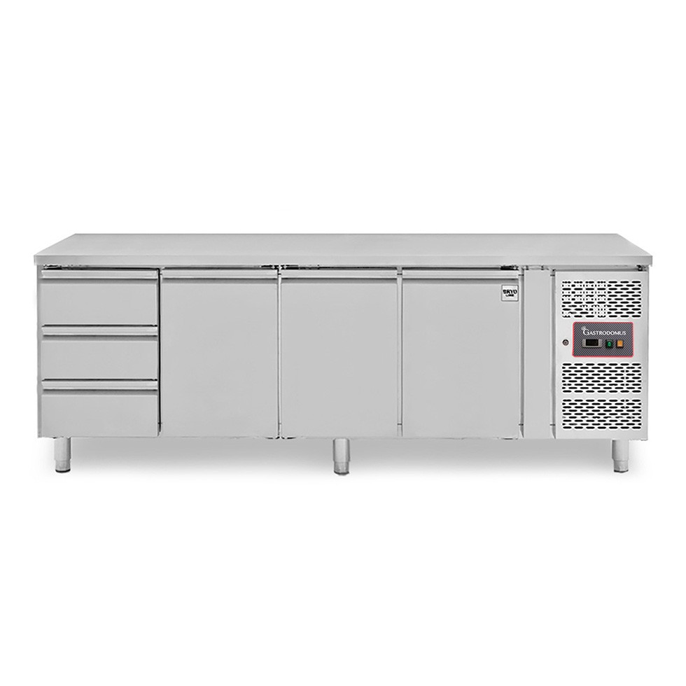 Mesa refrigerada 3 cajones a la izquierda y 3 puertas – 18 °C / – 22 °C – Profundidad 700 mm