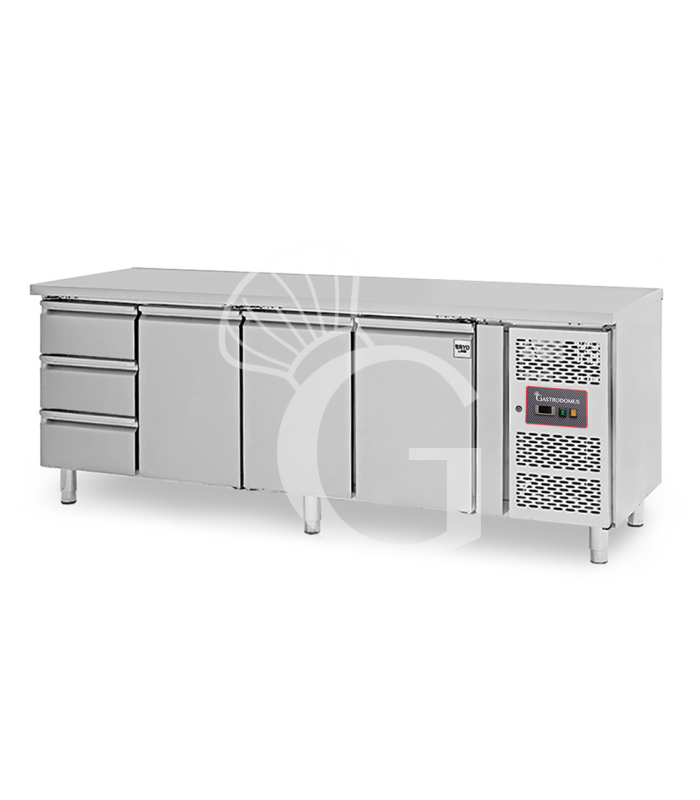Mesa refrigerada 3 cajones a la izquierda y 3 puertas – 18 °C / – 22 °C – Profundidad 700 mm