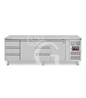 Mesa refrigerada 6 cajones 1/3 y 2 puertas alternadas – 18 °C / – 22 °C – Profundidad 700 mm
