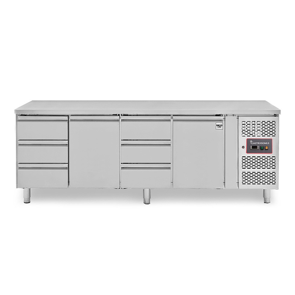 Mesa refrigerada 6 cajones 1/3 y 2 puertas alternadas – 18 °C / – 22 °C – Profundidad 700 mm