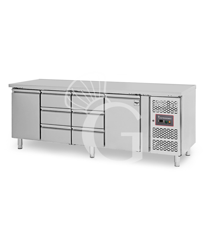 Mesa refrigerada 6 cajones 1/3 centrales y 2 puertas – 18 °C / – 22 °C – Profundidad 700 mm