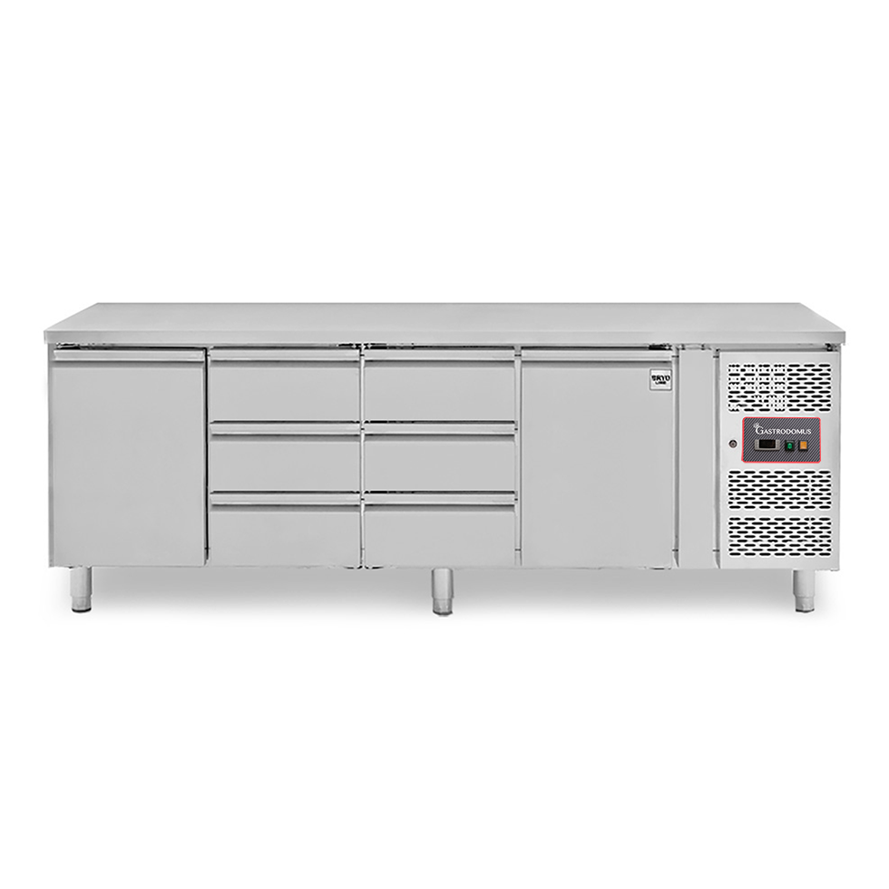 Mesa refrigerada 6 cajones 1/3 centrales y 2 puertas – 18 °C / – 22 °C – Profundidad 700 mm