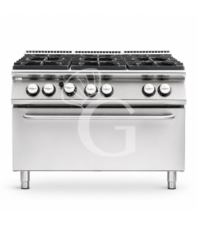 Cocina de gas profesional con 6 fuegos, horno de gas maxi, profundidad 900 mm