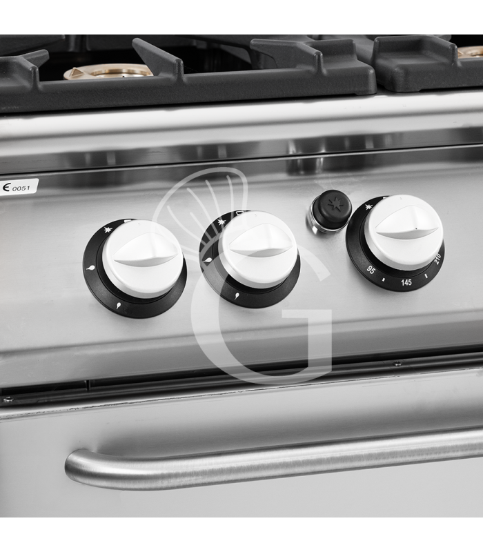 Cocina de gas profesional con 6 fuegos, horno de gas maxi, profundidad 900 mm