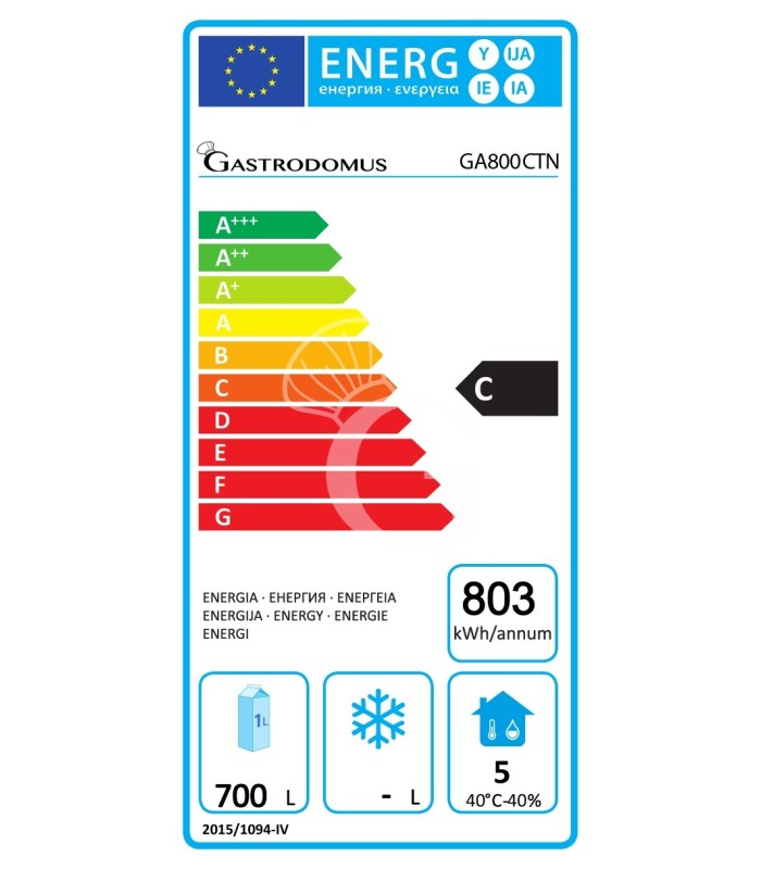Armario refrigerado ventilado 0°C/+8°C – 700 L para bandejas 60×40 / 60×80