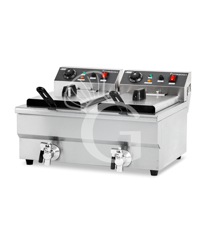 Freidora para bar eléctrica de sobremesa - 2 cubas - capacidad 10+10 LT - 3+3 kW Monofásica