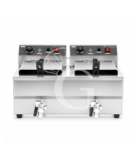 Freidora para bar eléctrica de sobremesa - 2 cubas - capacidad 10+10 LT - 3+3 kW Monofásica