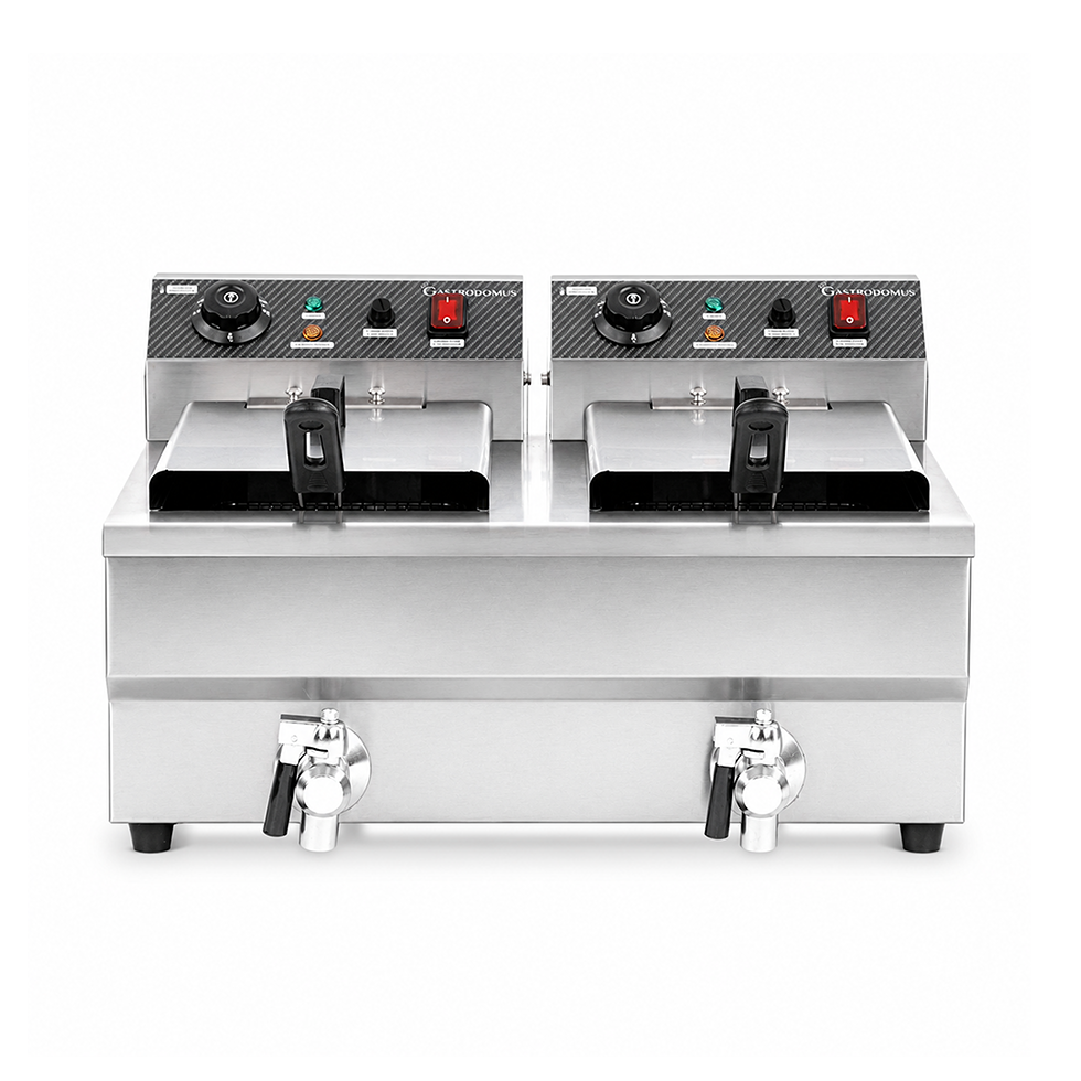 Freidora para bar eléctrica de sobremesa - 2 cubas - capacidad 10+10 LT - 3+3 kW Monofásica