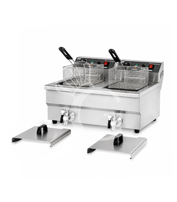 Freidora para bar eléctrica de sobremesa - 2 cubas - capacidad 10+10 LT - 3+3 kW Monofásica