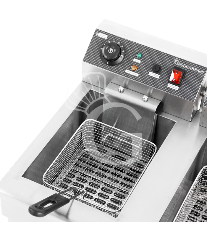 Freidora para bar eléctrica de sobremesa - 2 cubas - capacidad 10+10 LT - 3+3 kW Monofásica