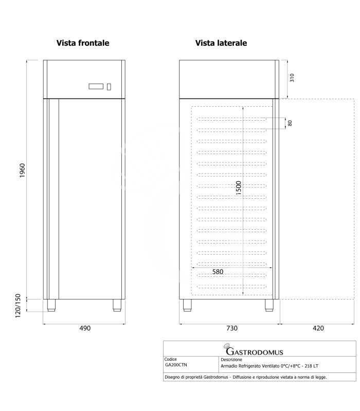 Armario refrigerado ventilado 0°C/+8°C – 218 L