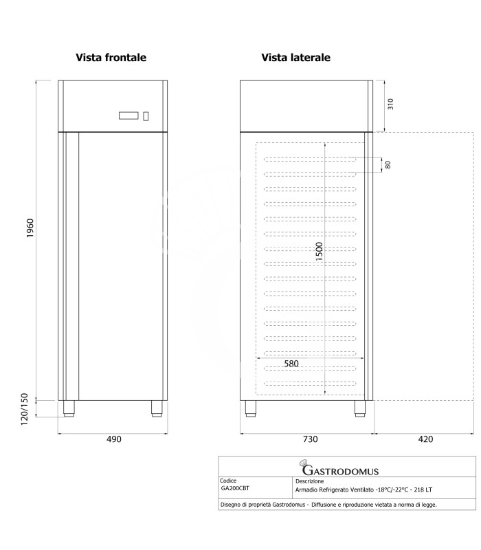 Armario congelador ventilado –18°C/–22°C – 218 L