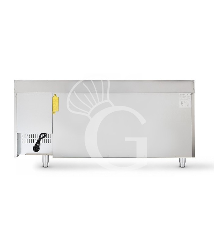 Mesa refrigerada de 4 puertas con peto trasero, 0 °C/+8 °C, clase energética A, profundidad de 700 mm