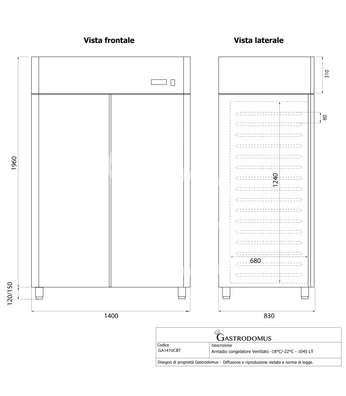 Armario congelador ventilado –18°C/–22°C – 1045 L