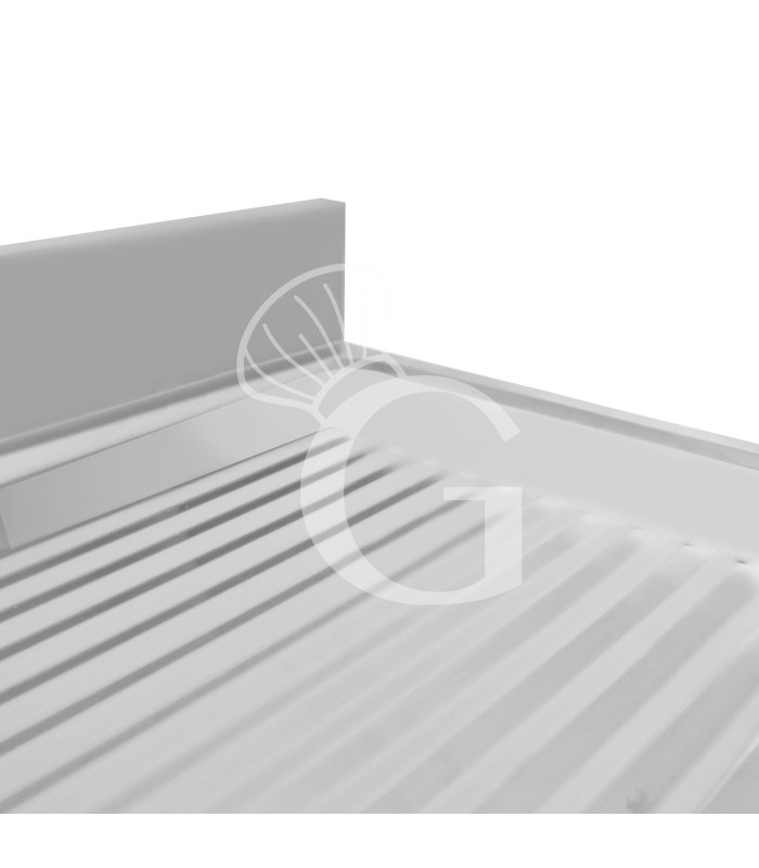 Fregadero con mueble 2 puertas correderas, cubeta, escurridor a la derecha y peto L1500mmxP700mmxA965mm agujero grifo Ø32mm