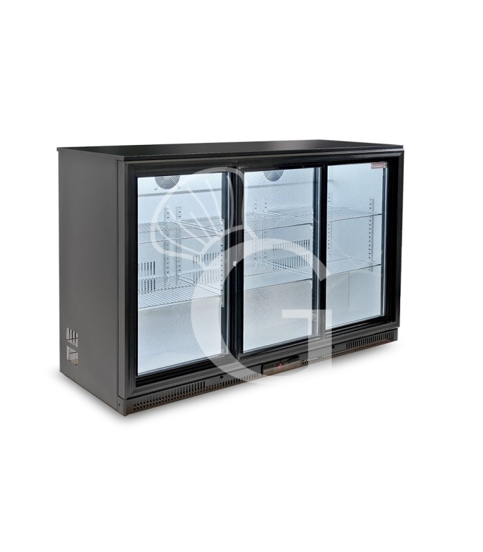 Vitrina frigorífica ventilada de sobremostrador o trasbarra horizontal, 3 puertas correderas – 303 L – temperatura 2°C/+10°C