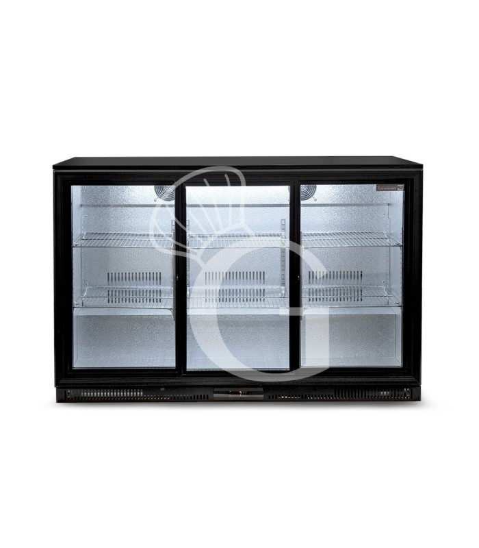 Vitrina frigorífica ventilada de sobremostrador o trasbarra horizontal, 3 puertas correderas – 303 L – temperatura 2°C/+10°C