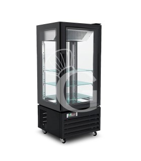 Armario expositor negativo ventilado, 4 lados cristal,  color negro , 280 LT, Temperatura -18/-22 ºC clase energética D C