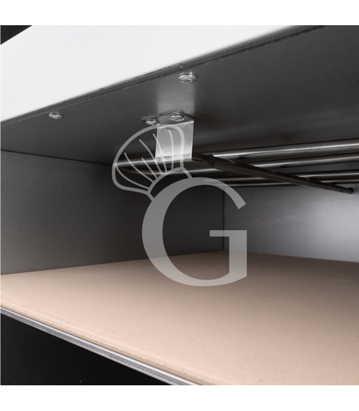 Horno eléctrico 2 pizzas 400 mm 2 cámaras control mecánico potencia 2,4 KW puerta cristal