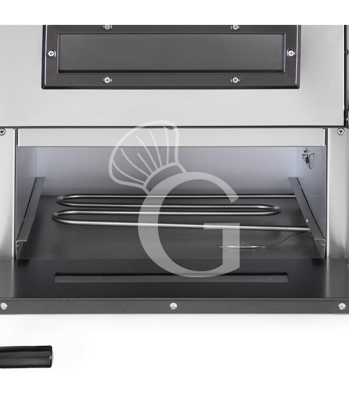 Horno eléctrico 2 pizzas 400 mm 2 cámaras control mecánico potencia 2,4 KW puerta cristal