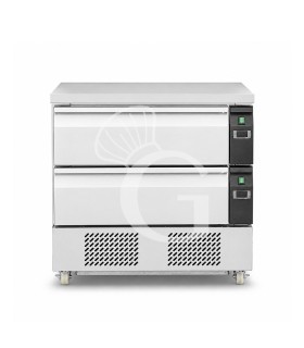 Cajonera doble refrigerada con ruedas, 4xGN1/1, conversión de temperatura de negativa a positiva, dos unidades refrigerantes