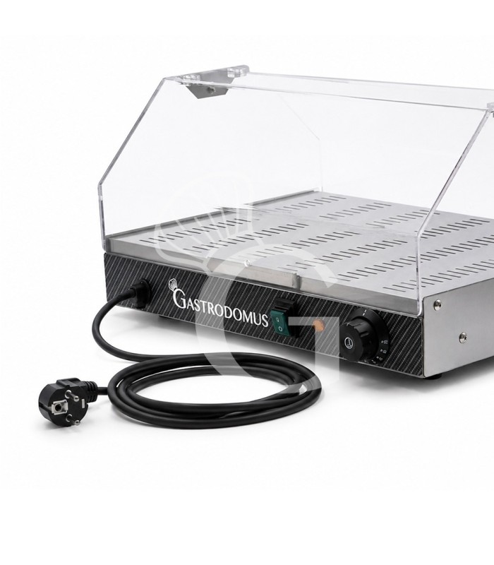 Vitrina caliente de acero inoxidable y plexiglás +30°C/+90°C L 500 mm x P 350 mm x A 250 mm