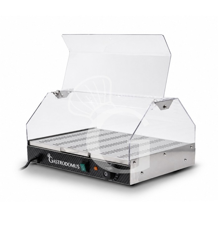 Vitrina caliente de acero inoxidable y plexiglás +30°C/+90°C L 500 mm x P 350 mm x A 250 mm