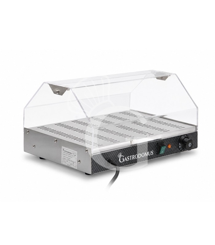 Vitrina caliente de acero inoxidable y plexiglás +30°C/+90°C L 500 mm x P 350 mm x A 250 mm