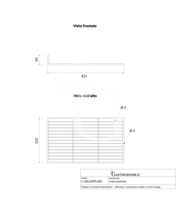 Rejilla plastificada con tope para producto - L 325 x P 530 mm