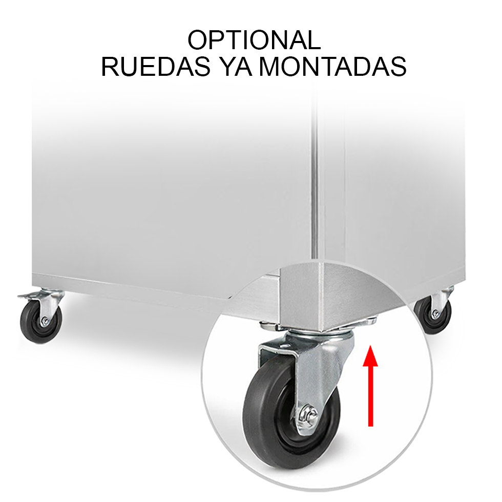 Ruedas ya montadas para armarios y mesas refrigeradas 4 ruedas ( 2 con freno)