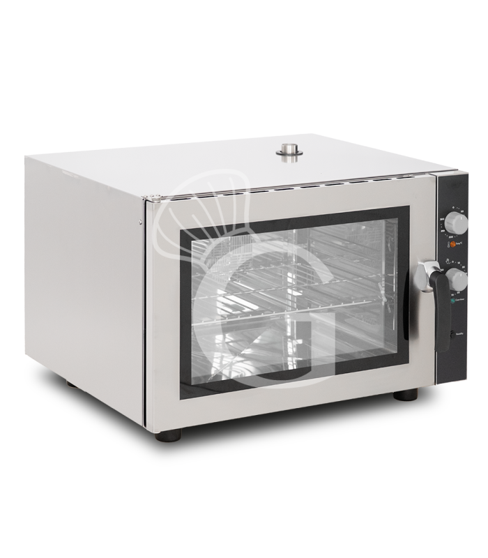 Horno eléctrico de convección para pastelería con humidificador, controles mecánicos, trifásico para 4 bandejas 600x400 mm