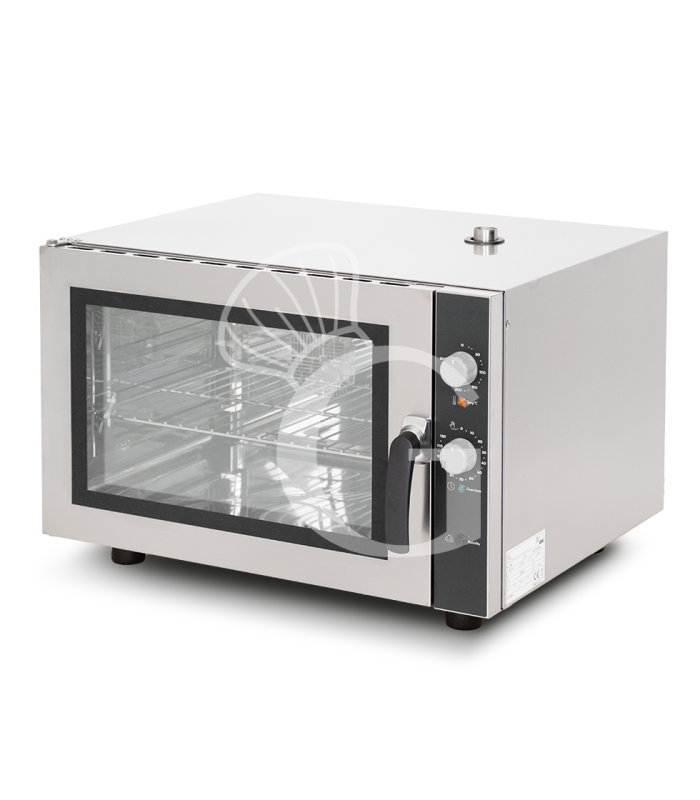 Horno eléctrico de convección para pastelería con humidificador, controles mecánicos, trifásico para 4 bandejas 600x400 mm