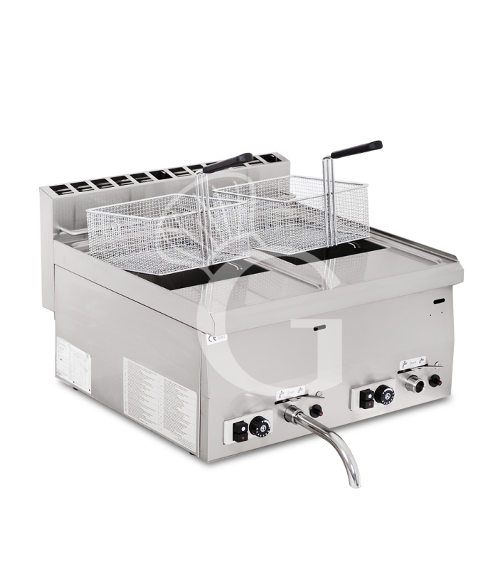 Freidora de sobremesa a gas con 2 cubas de 8 LT + 8 LT 13600 kW