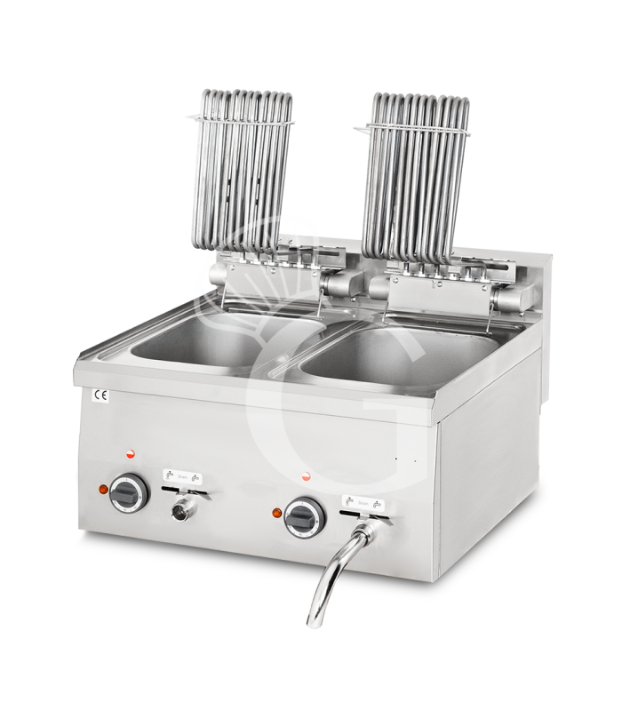 Freidora industrial eléctrica de sobremesa 2 cubas 10 LT + 10 LT 15 Kw Trifásica