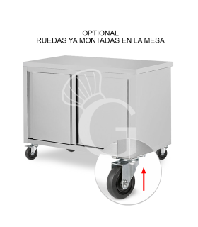 Ruedas ya montadas en mesa armario – Producto listo para usar (4 ruedas, 2 con freno)