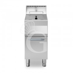 Freidora a gas profesional 13 litros sobre mueble cerrado – 1 cuba con quemadores no visibles 12 kW